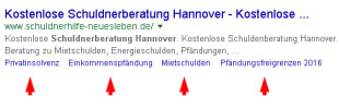 Abbildung eines Google Suchergebnisses von einer Webseite mit Landingpage Optimierung